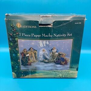 Vintage 90s Traditions 7 Pc Paper Mache Nativity Set - Mary Joseph Wise Men 🌟
